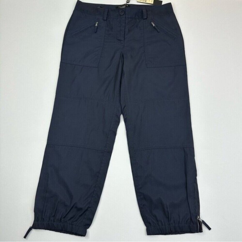 Talbots Signature Womens Petites Navy Blue Cropped Cargo Pants Ankle Zip 2P NEW